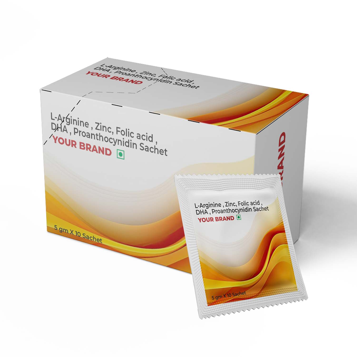 L-Arginine , Zinc, Folic acid , DHA , Proanthocynidin Sachet Private Label Manufacturer / White Label Third Party Manufacturing